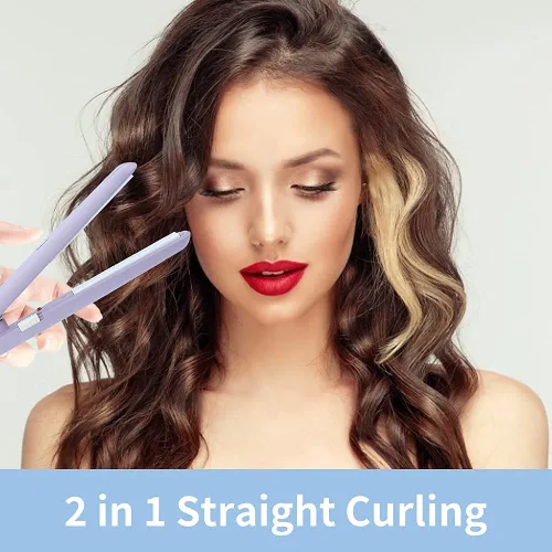 Miniatura 2 de Mini plancha de pelo 2 en 1, plancha plana, Plancha de Cabello, placa de turmalina de cerámica, rizador de calefacción de belleza, pequeño, ligero