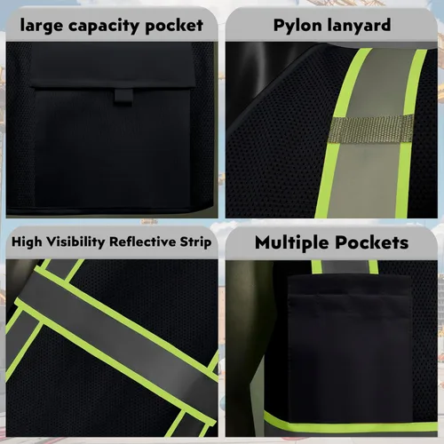 Miniatura 5 de Chalecos de seguridad con logotipo personalizado (S, M, L, XL, 2XL, 3XL, 4XL) Chalecos de seguridad reflectantes de alta visibilidad Clase 2