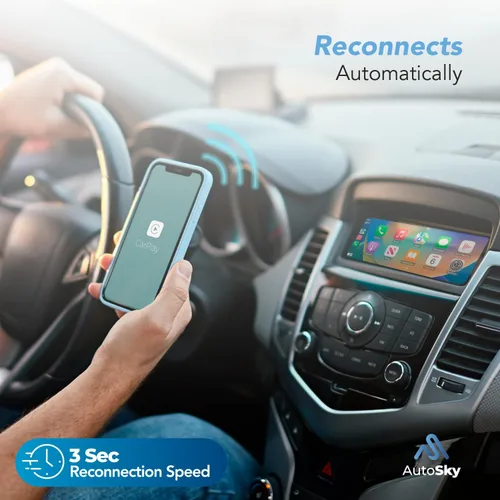 Miniatura 3 de Adaptador inalámbrico CarPlay - 5Ghz más rápido - AutoSky - Plug and Play - Cables USB-C y USB-A - Requiere CarPlay con cable