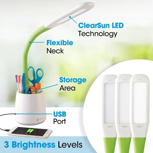 Miniatura 2 de OttLite Organiza la lámpara de escritorio LED con puerto de carga USB, ajustable, luz de escritorio con almacenamiento, multicolor