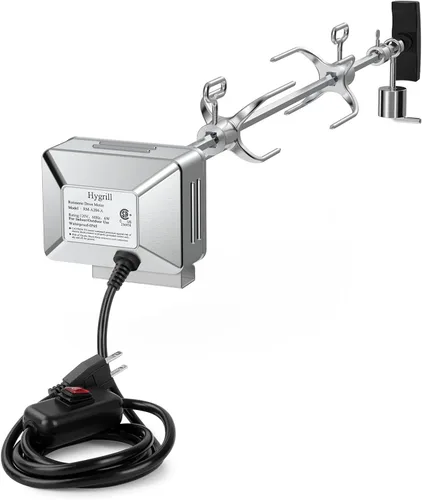 Kit de asador Hygrill para todas las parrillas de gas integradas Hygrill de 3 quemadores, asadores de parrilla con motor, varilla de asado de 28”, 2