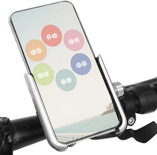Miniatura 6 de Keenso Soporte para teléfono, Universal Motocicleta Ciclismo Teléfono Móvil Manillar Soporte Soporte de montaje Aleación de aluminio (Plata) Paseo