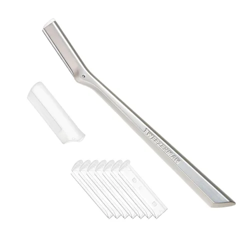 Tweezerman Maquinilla de afeitar facial de acero inoxidable con 7 cuchillas de repuesto