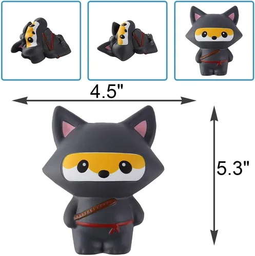 Miniatura 3 de Anboor 2 piezas Squishies Ninja Jumbo Panda y Fox Slow Rising Squishies Kawaii perfumados suaves juguetes de animales para aliviar el estrés
