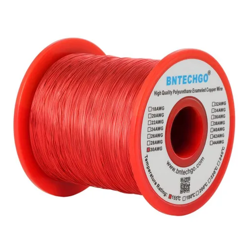 Miniatura 47 de BNTECHGO - Alambre magnético de 26 AWG, cable de cobre esmaltado para bobinado, 4 onzas, 0.0157 pulgadas de diámetro, 1 bobina de color rojo, Rojo 4