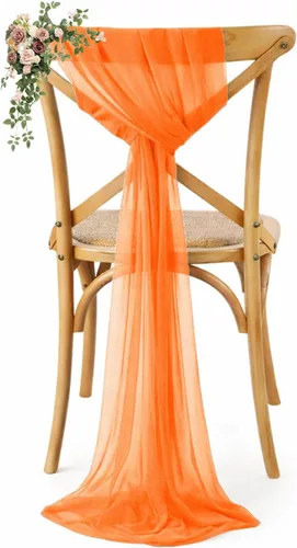 Miniatura 22 de VDS Paquete de 25, Rojo Manzana, Lazos de Gasa para Sillas con Bordado de Chiffon, Funda para Silla con Moño en la Parte Posterior, Ideal