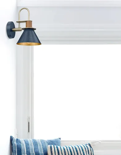 Miniatura 7 de Apliques de Pared Rústicos Juego de Dos, HWH Aplique de Pared Interior de 1 Luz Lámpara de Tocador de Granero, Lámpara de Pared de Granero Azul