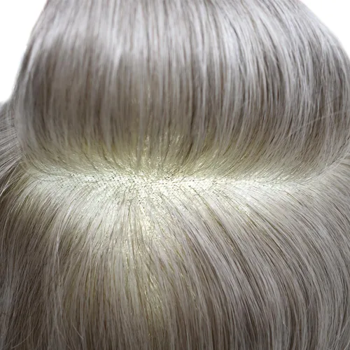 Miniatura 57 de Sistema de reemplazo de cabello de encaje francés para hombre, piezas de cabello de aspecto natural, encaje frontal, negro, marrón, rubio, gris