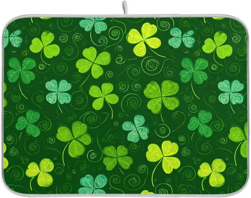 Miniatura 15 de Tapete de secado de platos de 16 x 18 pulgadas para encimera de cocina, hojas de arce y hojas de arce, tapete de microfibra reversible para secar