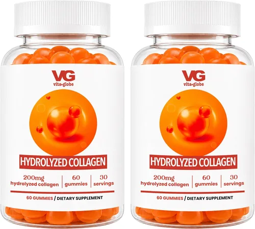 Miniatura 8 de VITA GLOBE Gomitas de colágeno – 200 mg de colágeno hidrolizado tipos I, II, III, V y X, apoya el cabello, la piel, las uñas, las articulaciones