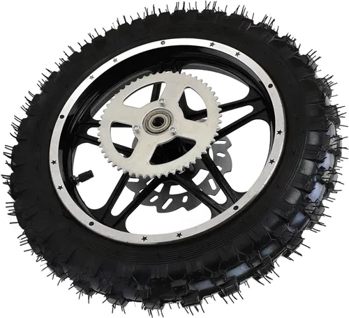 Miniatura 3 de Rueda de freno de disco para neumáticos traseros, rueda trasera de metal de goma 2.5‑10 con rueda dentada de disco y conjunto de neumáticos