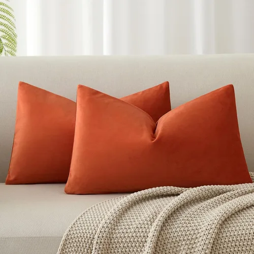 Miniatura 123 de Juspurbet - Juego de 2 fundas decorativas de terciopelo para cojines, fundas suaves para sofá, cama o sillón con cremallera oculta, para sala
