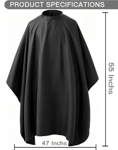 Miniatura 2 de Capa profesional para corte de cabello con cierre a presión ajustable, capa de peluquería impermeable, 47 x 55 pulgadas