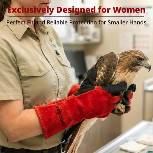 Miniatura 2 de vclpower Guantes de manipulación de animales, talla M, aptos para mujeres y manos pequeñas, a prueba de mordeduras, doble acolchado reforzado