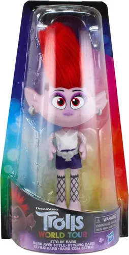 Miniatura 5 de DREAMWORKS TROLLS Stylin' Barb Fashion Doll con vestido extraíble y accesorio para el cabello, inspirada en Trolls World Tour, niñas de 4 años