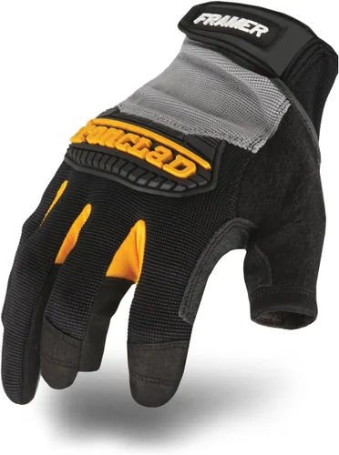 Ironclad Framer; guantes de trabajo de carpintero, destreza de dedo abierto, ajuste de rendimiento, duradero, lavable a máquina, FUG-05-XL,
