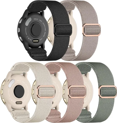 Miniatura 12 de Paquete de 5 correas de reloj de nailon compatibles con Garmin Venu 3S/Venu 4 (1.614 in)/2S/Forerunner 265S 1.654 in, 0.709 in, correa deportiva