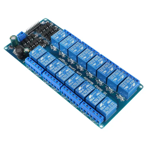Miniatura 4 de Placa de módulo de relé de 12 V y 16 canales Optoacoplador LED LM2576 Disparador de bajo nivel de potencia 16 CH Placa de expansión (12V 16 canales)