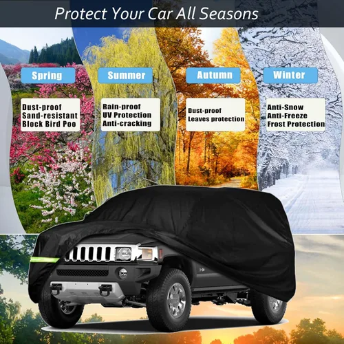 Miniatura 5 de Funda para Auto Compatible con Hummer H2 SUV 2002-2009, de 6 Capas, 210T, Resistente al Viento, para Todo Clima, Impermeable, Protección UV