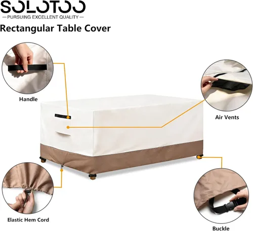 Miniatura 4 de Funda rectangular para mesa de exterior, impermeable, para muebles de patio, funda rectangular para mesa de comedor al aire libre, 60 pulgadas