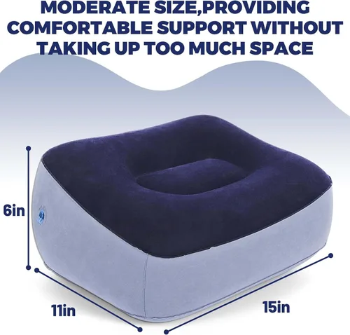 Miniatura 3 de Reposapiés inflable para viajes, almohada de pierna de altura ajustable para avión y automóvil, taburete portátil para niños y adultos (multicolor)
