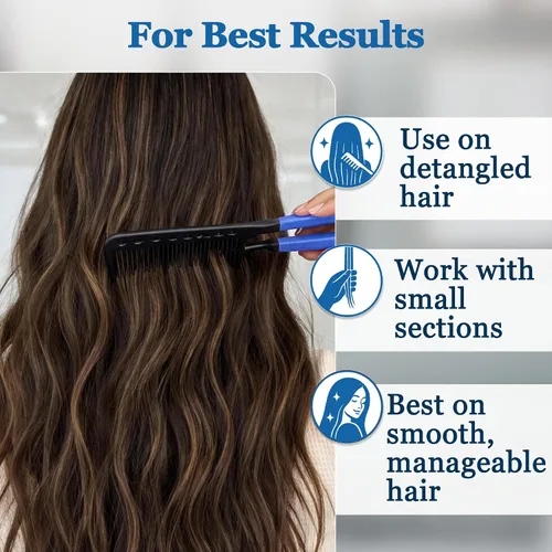 Miniatura 5 de Peine Alisador de Cabello HerStyler - Peine Alisador para Plancha - Facilita el Estilo - Obtén Cabello Lacio en Minutos (Azul)
