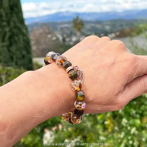Miniatura 7 de ARTSY Crafts Glow in the Dark Firefly Beads + Natural Gemstone Bracelets, Handmade in USA