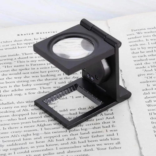 Miniatura 4 de Lupa de 30X para joyeros, lupa plegable portátil de bolsillo con luz LED, lupa de aleación de zinc para reparación de computadora, herramienta