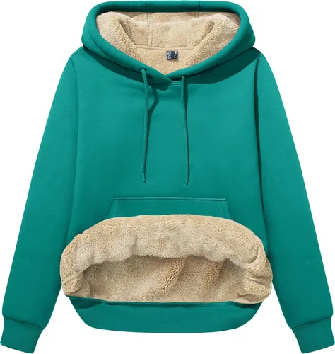 Miniatura 9 de MAGCOMSEN Sudaderas con capucha para mujer, con forro de sherpa, de vellón, para invierno, cálido, pesado, de algodón, con bolsillo