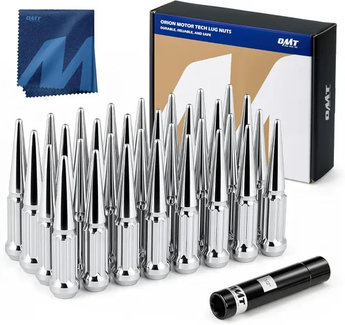 Miniatura 11 de Orion Motor Tech Tuercas de llanta cromadas de 14 x 1.5 pulgadas, 24 piezas, tuercas M14x1.5, accesorios de rueda compatibles con Chevy Ram Ford
