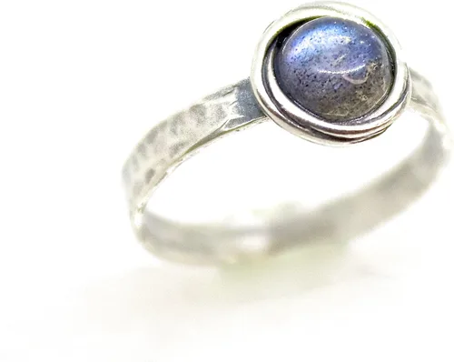 Miniatura 69 de Anillo de plata de ley con piedras preciosas para mujer, anillo apilable de piedra martillada, anillo de piedra natal