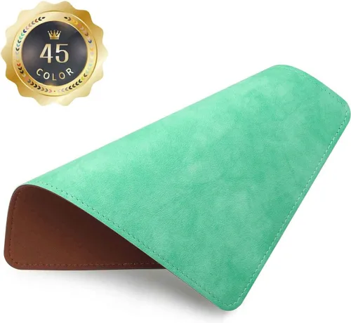 Miniatura 30 de Alfombrilla de mouse de cuero con borde cosido, base de microfibra con antideslizante impermeable, alfombrilla de mouse para computadoras, laptop, 8