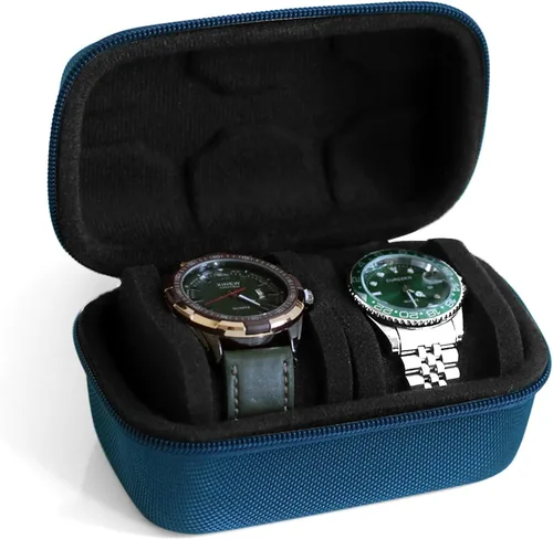 Miniatura 12 de Caja de viaje para relojes Besforu para hombres y mujeres, caja de almacenamiento portátil y organizador para un solo reloj, para relojes de pulsera