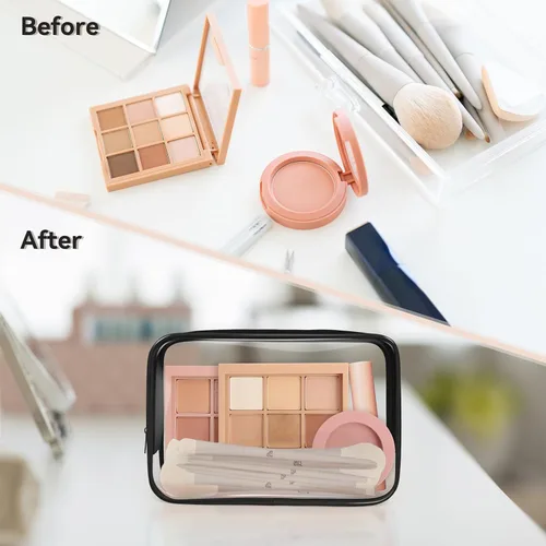 Miniatura 3 de TISRATOK 16 bolsas de maquillaje transparentes, bolsa de aseo de artículos esenciales de viaje, organizador de cosméticos de PVC transparente, bolsa