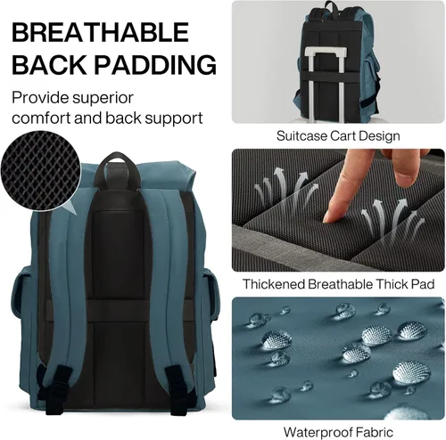 Miniatura 5 de mixi Mochila de viaje para laptop para mujeres y hombres, mochila de mano para portátiles de 16 pulgadas, bolsas ligeras para estudiantes