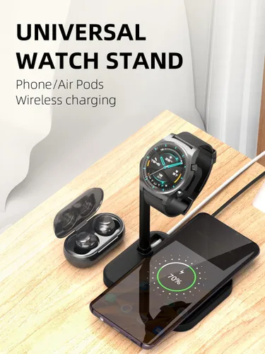 Miniatura 8 de Base de carga inalámbrica universal 2 en 1 con soporte ajustable para reloj inteligente, compatible con Samsung Galaxy, Google Pixel, Huawei