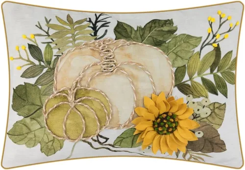 JWH Fundas de almohada decorativas de calabaza otoñal, con diseño de flores en 3D, color beige, cojín de felpilla para cama, sofá o dormitorio, 12 x