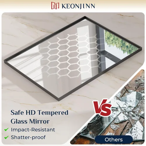 Miniatura 5 de Keonjinn - Espejo rectangular con marco negro para baño de 40 x 30 pulgadas, espejo de pared para sobre el lavabo, espejos de tocador de metal