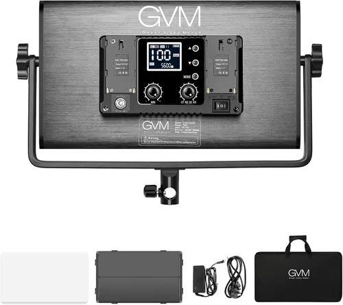 Miniatura 7 de GVM - Luz de video RGB 1500D, luz de fotografía de 75 W con control Bluetooth, panel de luz LED para fotografía, estudio de YouTube, grabación