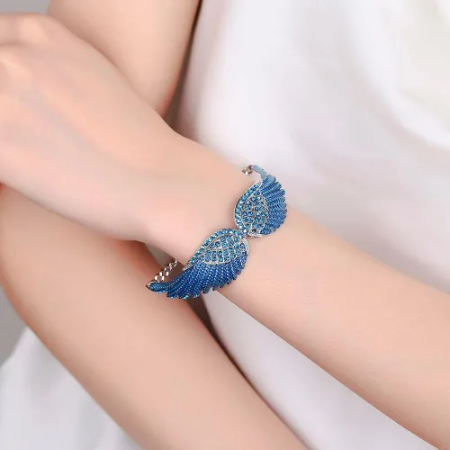 Miniatura 3 de Pulseras de alas angulares para mujer, pulsera de cadena ajustable chapada en plata, brazalete de ala de ángel para mujer, cumpleaños, Navidad, día