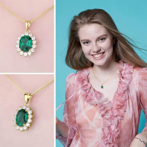 Miniatura 20 de JewelryPalace Princess Diana Kate Middleton Natural Amethyst Citrine Garnet Peridot Topaz Created Ruby Sapphire Simulated Emerald Pendant Necklace