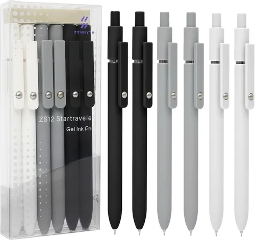 Miniatura 8 de Bolígrafos de gel, juego de 5 bolígrafos de 0.7mm con tinta negra de secado rápido, punta fina y escritura suave, lindos suministros de oficina