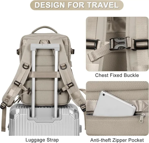 Miniatura 8 de coofay Mochila de viaje, para laptop, unisex, aprobada para aviones, bolsa de mano, equipaje, para artículos personales, para debajo del asiento