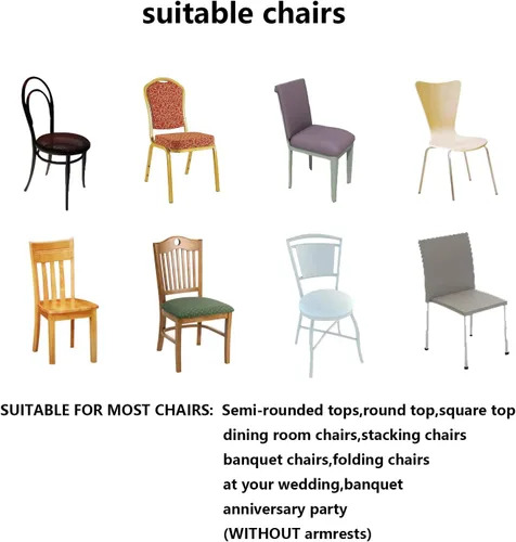 Miniatura 5 de LZY 6 piezas Fundas de Silla de Spandex Elásticas Fundas Deslizables para Fiestas de Boda, Fundas de Decoración de Sillas de Comedor y Banquete Negro