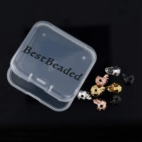 Miniatura 5 de Dijes de cuentas de cabeza de calavera para hombre, pulsera original, fabricación de joyas, 0.315 x 0.512 in (10 unidades, plateado)