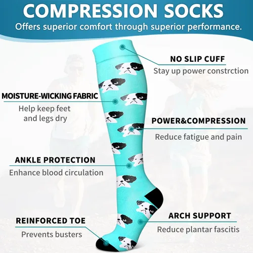Miniatura 5 de Bluemaple Paquete de 6 calcetines de compresión de cobre para mujeres y hombres, el mejor apoyo para médicos, correr, enfermería, atletismo