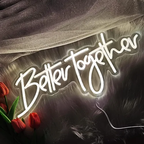 Miniatura 3 de Letrero de neón Better Together, con regulable, blanco cálido, decoración de pared de neón, utilizado para decoración de fiestas de cumpleaños