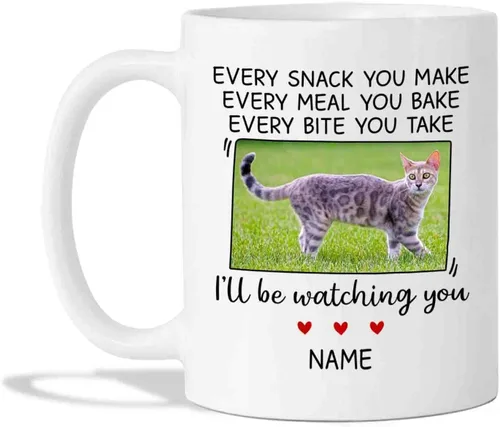 Miniatura 8 de Taza de café personalizada con foto de gato, taza de café para amantes de los gatos con nombre, con texto en inglés "It's Too Peopley Outside Cat