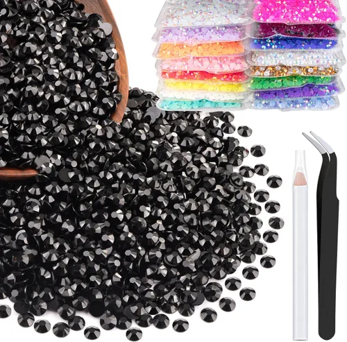 Miniatura 50 de 5000 piezas de diamantes de imitación de resina de 0.118 pulgadas a granel, color verde oscuro AB con parte trasera plana, diamantes de imitación