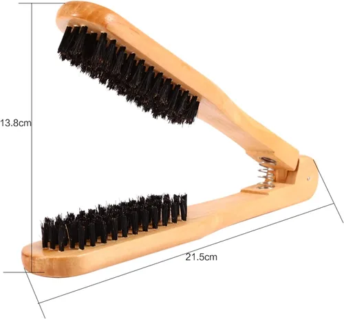 Miniatura 3 de Cepillo profesional en forma de V para enderezar el cabello, herramientas de peinado cerdas de jabalí Cepillo de doble cara Abrazadera de peine